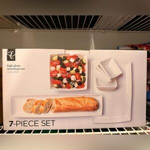 High-Gloss 7-Piece White Serveware Set